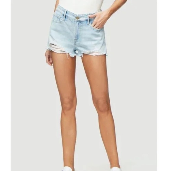 Frame Le Grand Garcon Raw-Edge Denim Shorts - Picture 3 of 13